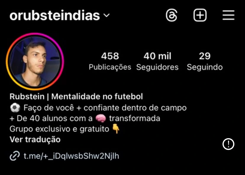 Print do perfil do Instagram @orubsteindias, com 40 mil seguidores
